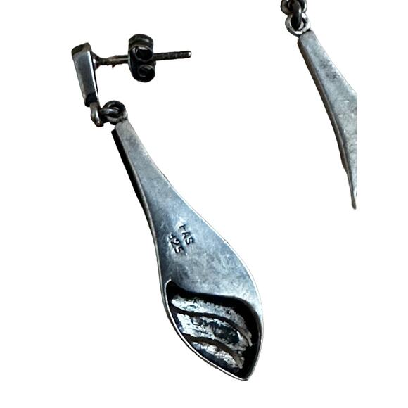 FAS Sterling, Onyx and Marcasite Earrings - Picture 6 of 7